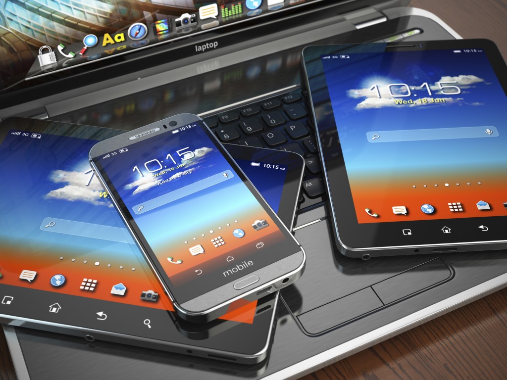 Mobile devices. Laptop, smartphone and tablet pc.